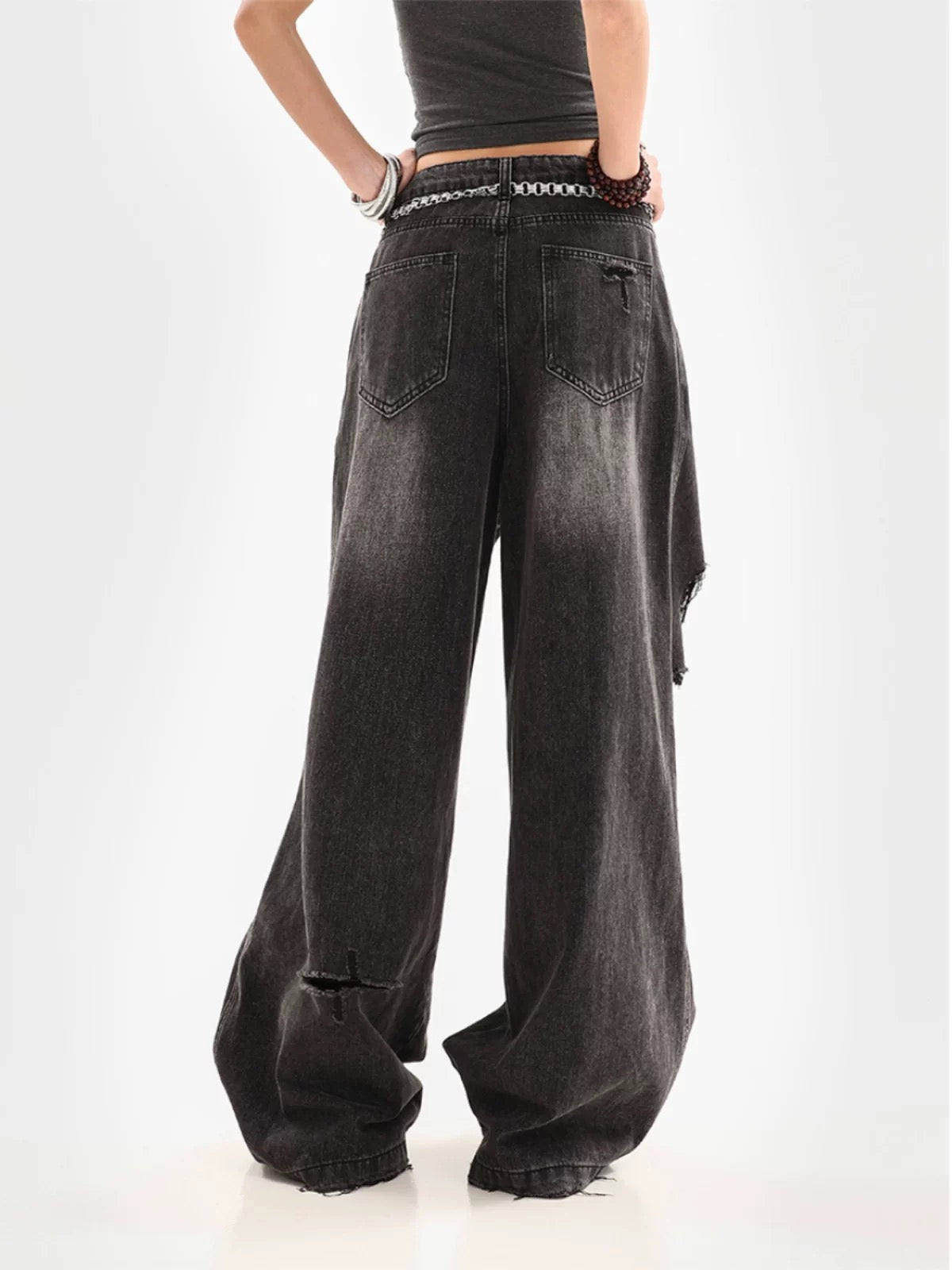 OXAEMIA Basic ripped black jeans