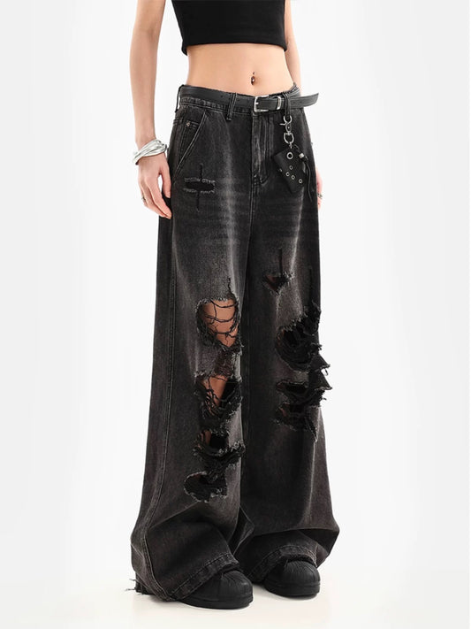 OXAEMIA Basic ripped black jeans
